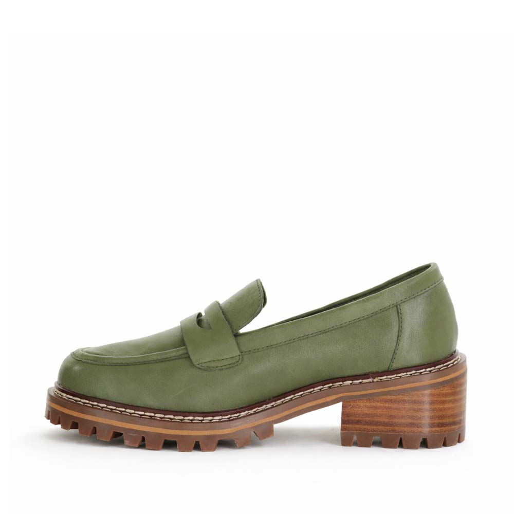 Le Sansa Zoey DK Olive casuals shoes with stylish design and olive color, perfect for everyday wear.
