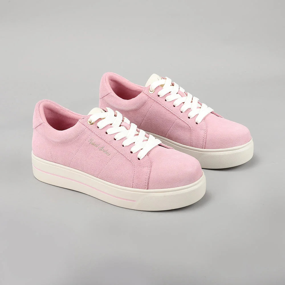 Naked Arches Azealia Baby Pink sneakers with soft pink mesh and white sole, stylish and comfortable footwear for casual wear.