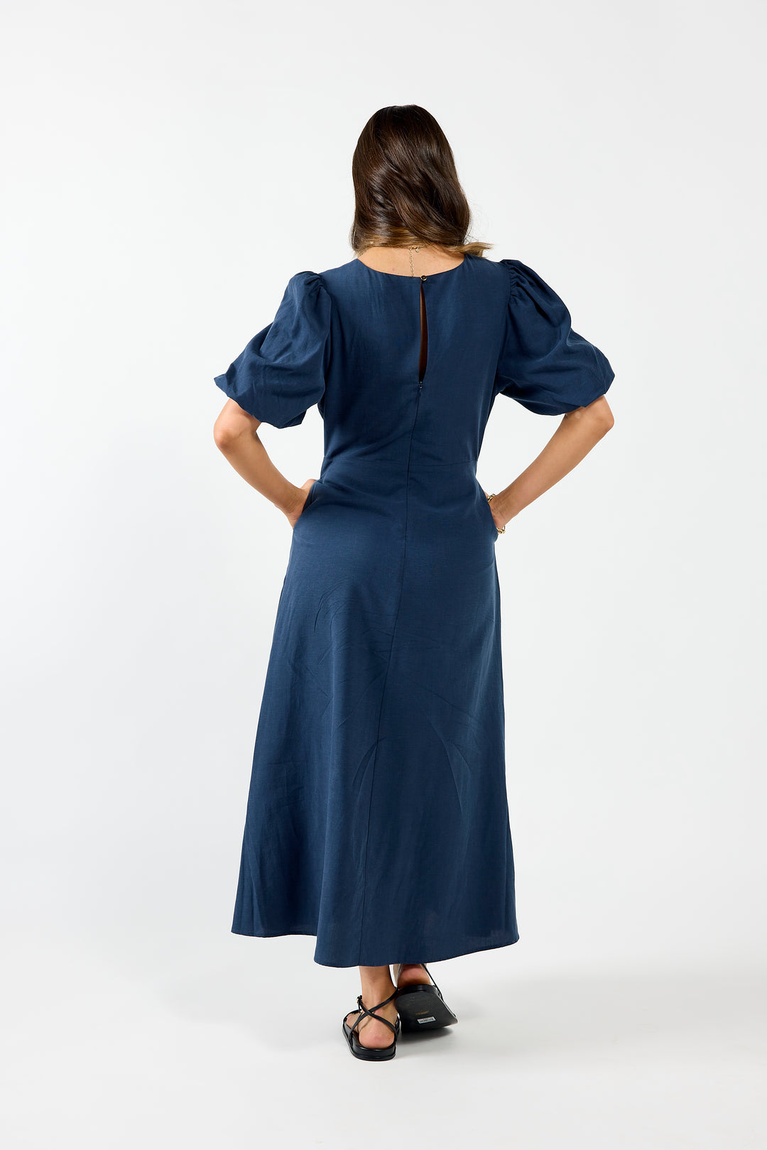 blue floral ruched midi dress Shop Drama The Label Halo Oxford Blue Women Dress