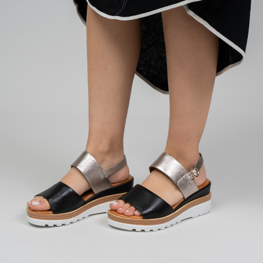 LE SANSA TESS BLACK CHAMPAGNE Women Sandals - Zeke Collection NZ