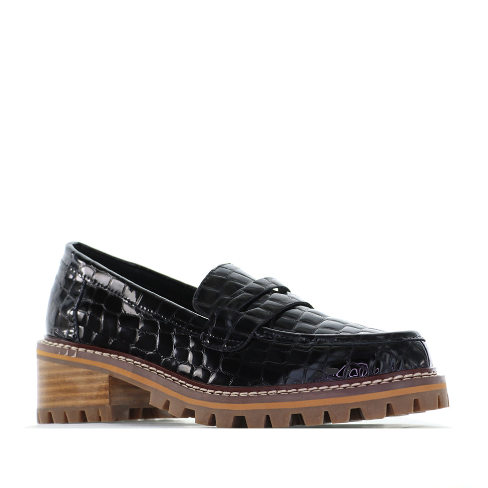 Shop Lesansa Zoey Black Croc Premium Women Loafers | Zeke