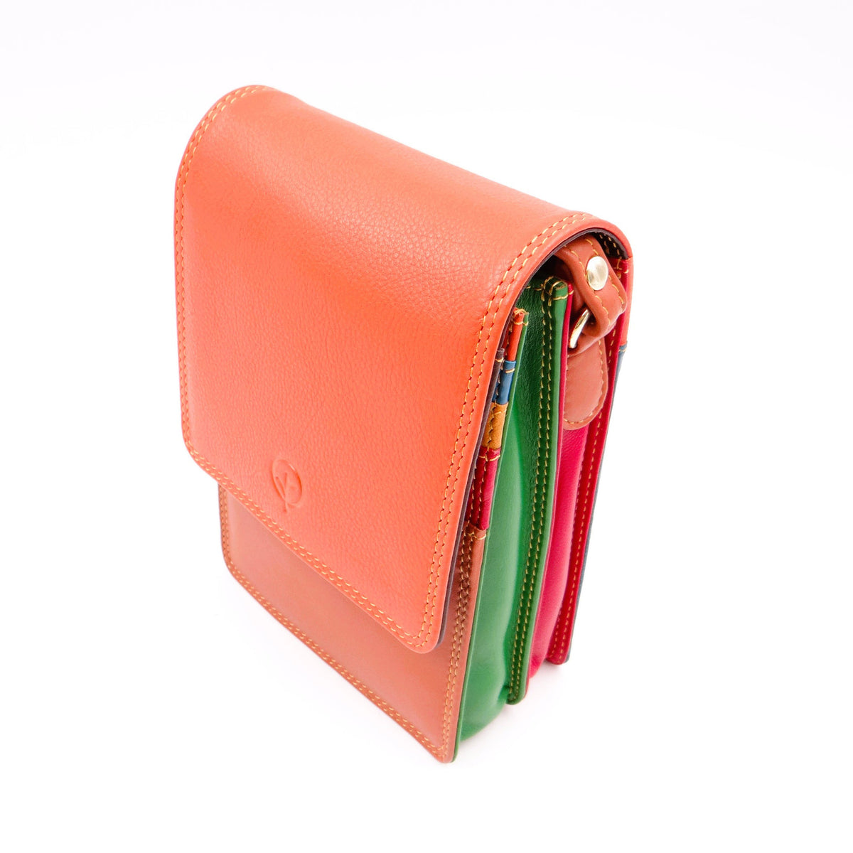 Second Nature CB6 Multi handbag featuring colorful patchwork design, leather straps, and spacious interior.