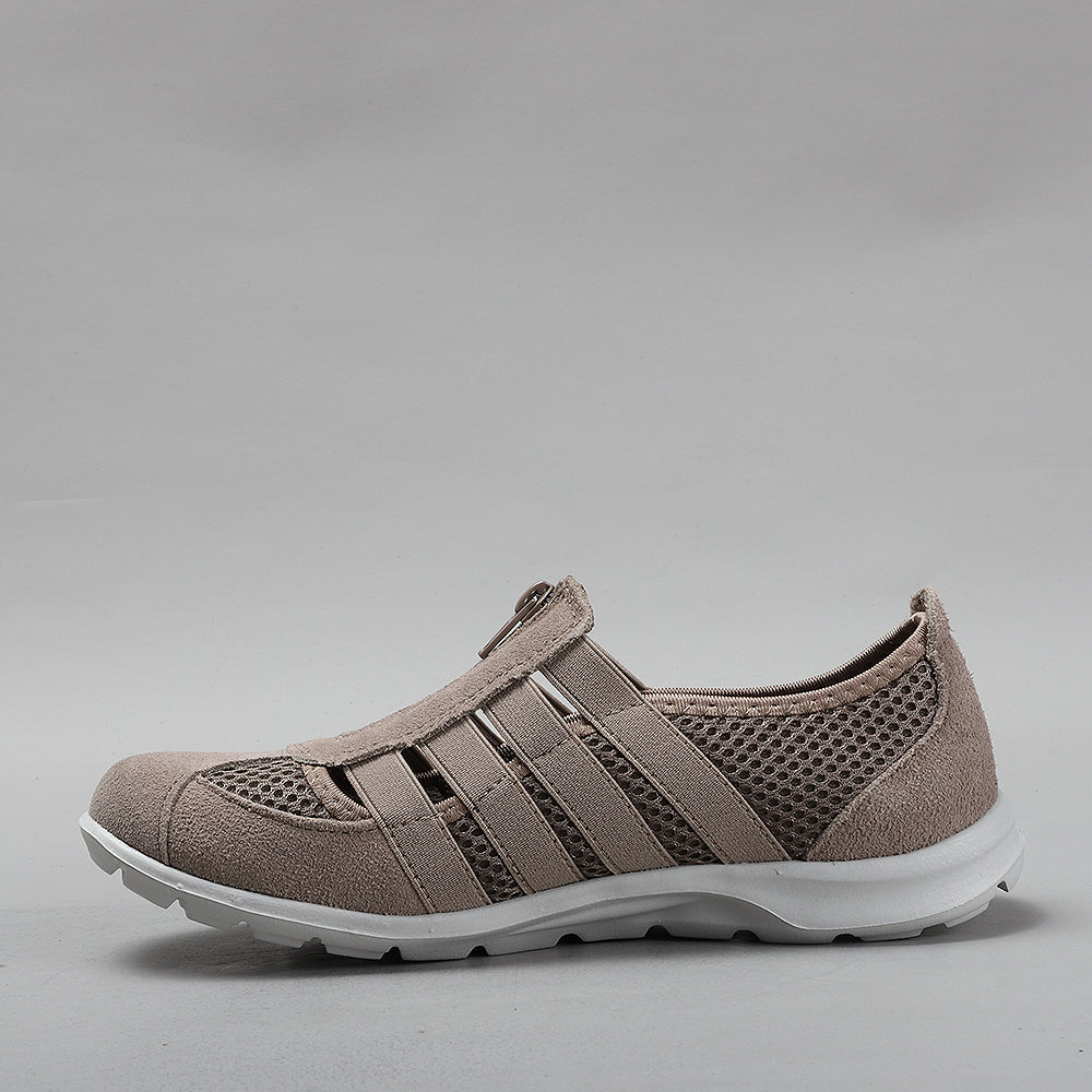 CC Resorts Christine taupe casual sandals with adjustable straps and cushioned soles, displayed on a neutral background.