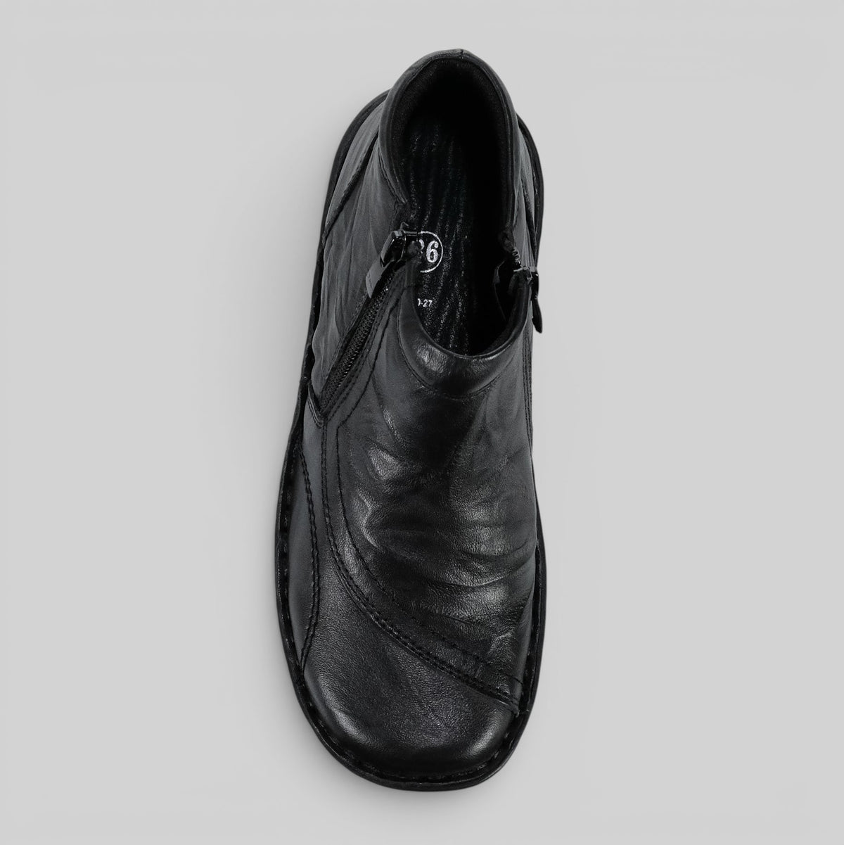 Black Cabello CABELLO 5250-27 crinkle ankle boots for women with a stylish textured finish