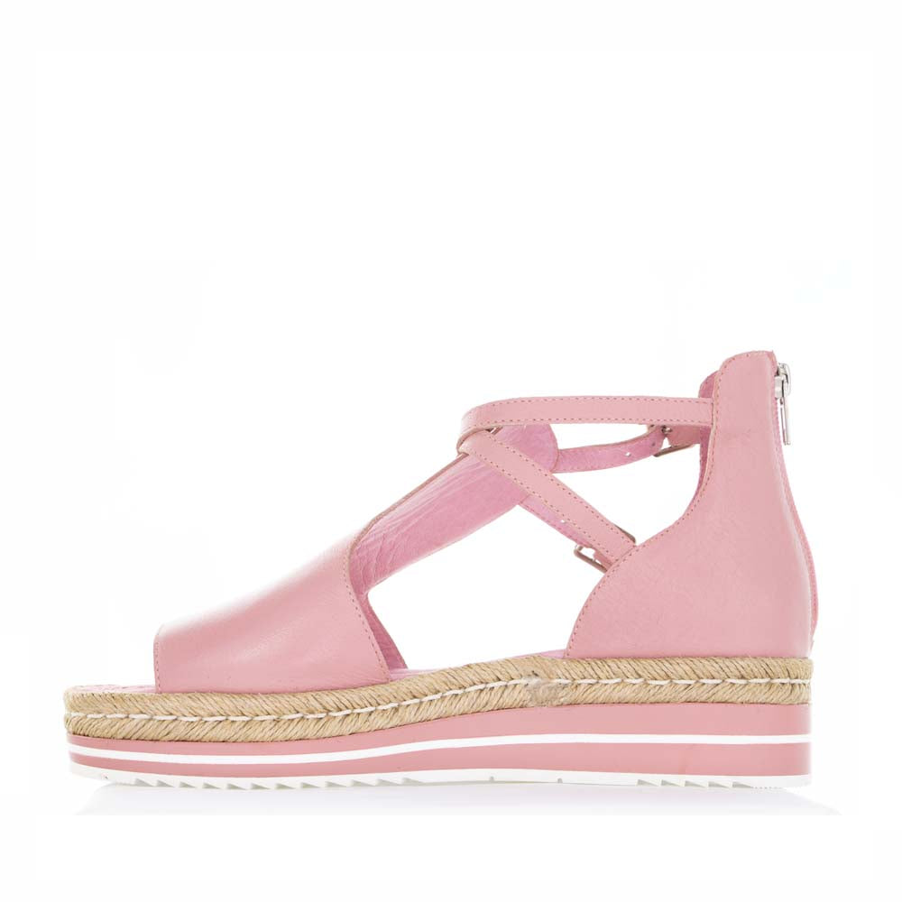 Django & Juliette Alexys Pretty Pink sandals with ankle straps and open toe design, stylish footwear for warm-weather wear.