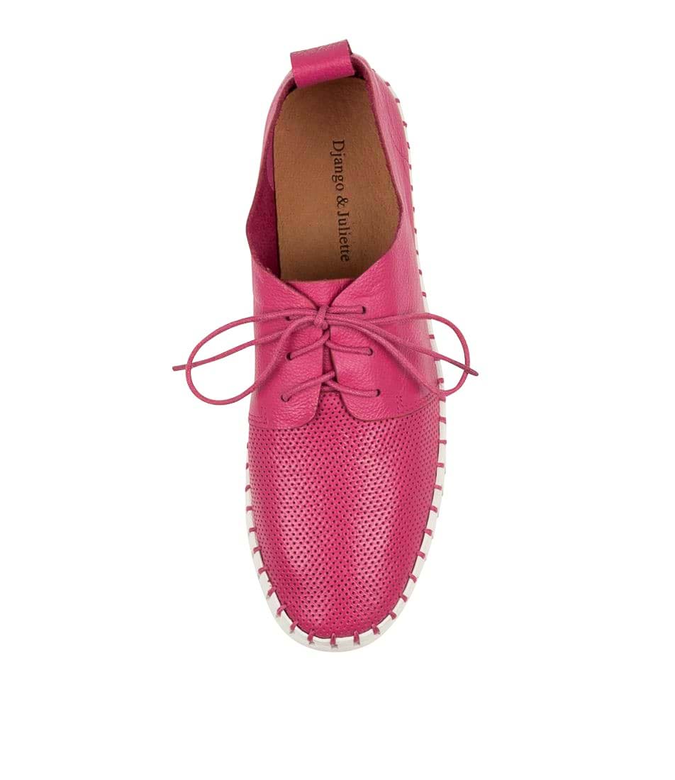 Django & Juliette Batu Fuchsia sneakers with vibrant pink color, casual design, and white sole, displayed on a white background.