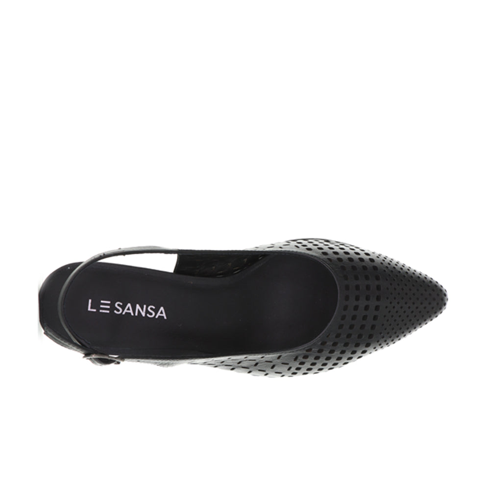 Black Le Sansa Sansa Drusilla sandals featuring sleek straps and comfortable flat soles, perfect for casual summer wear.
