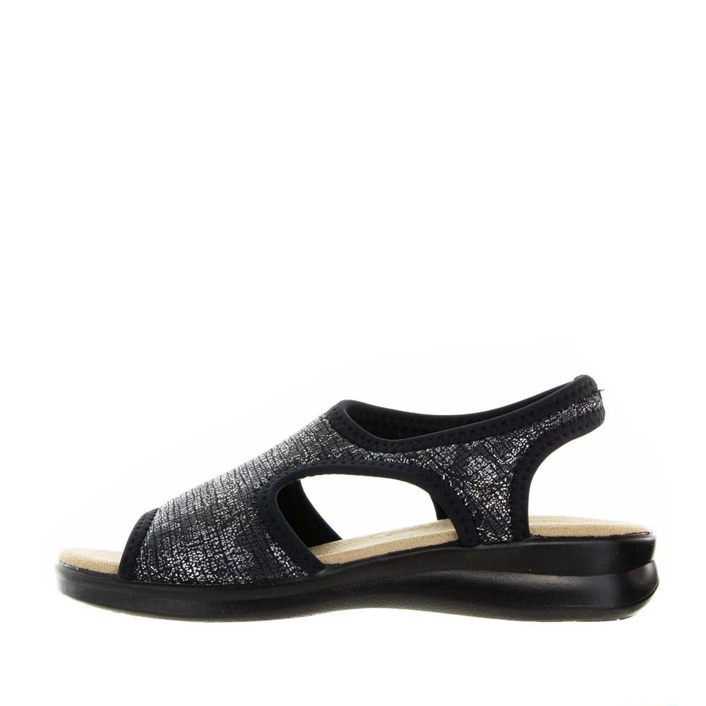 Euroflex Tuscany Black sandals in black leather with adjustable straps and cushioned footbed