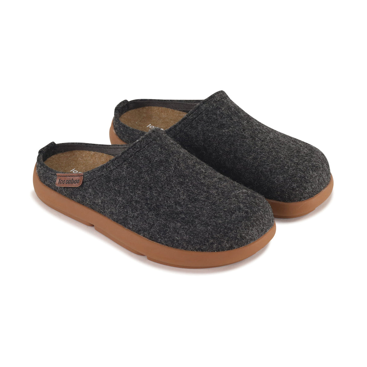 Los Cabos Felton graphite slippers with a textured upper and comfortable design, shown from a top-down view.