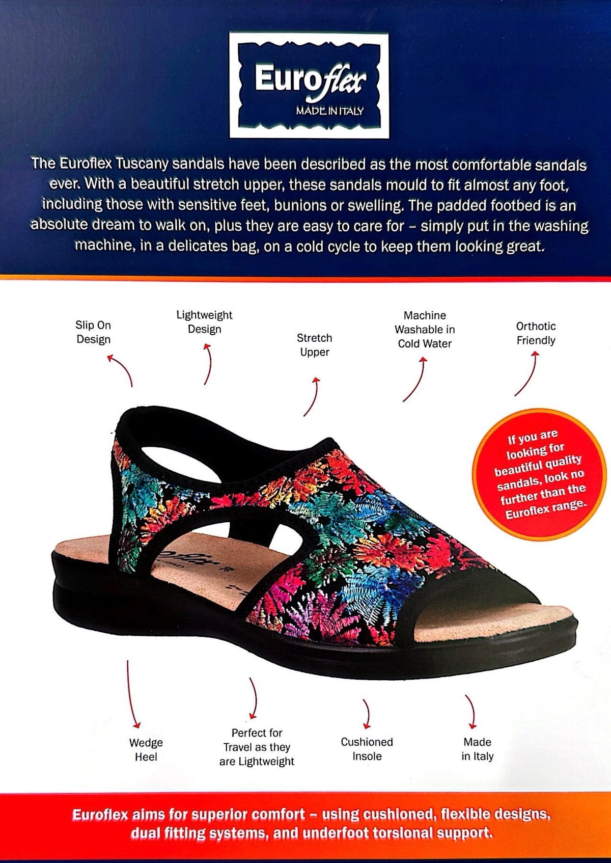 Euroflex Tuscany Black Leo sandals with leopard-print detailing and a comfortable slip-on design