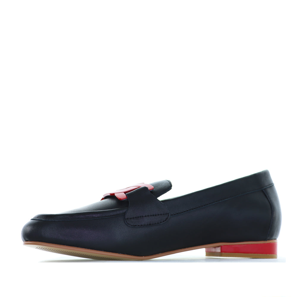 Naked Arches JAP Black Red loafers with sleek black and red leather design, stylish slip-on footwear for men.