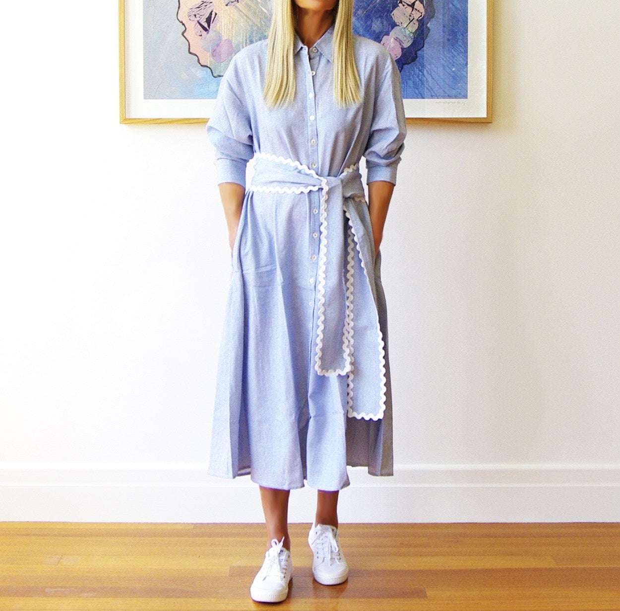 WHO'S CHARLIE LILLIE LONG YARN STRIPE BLUE WHITE Women Dresses & Jumpsuits - Zeke Collection NZ