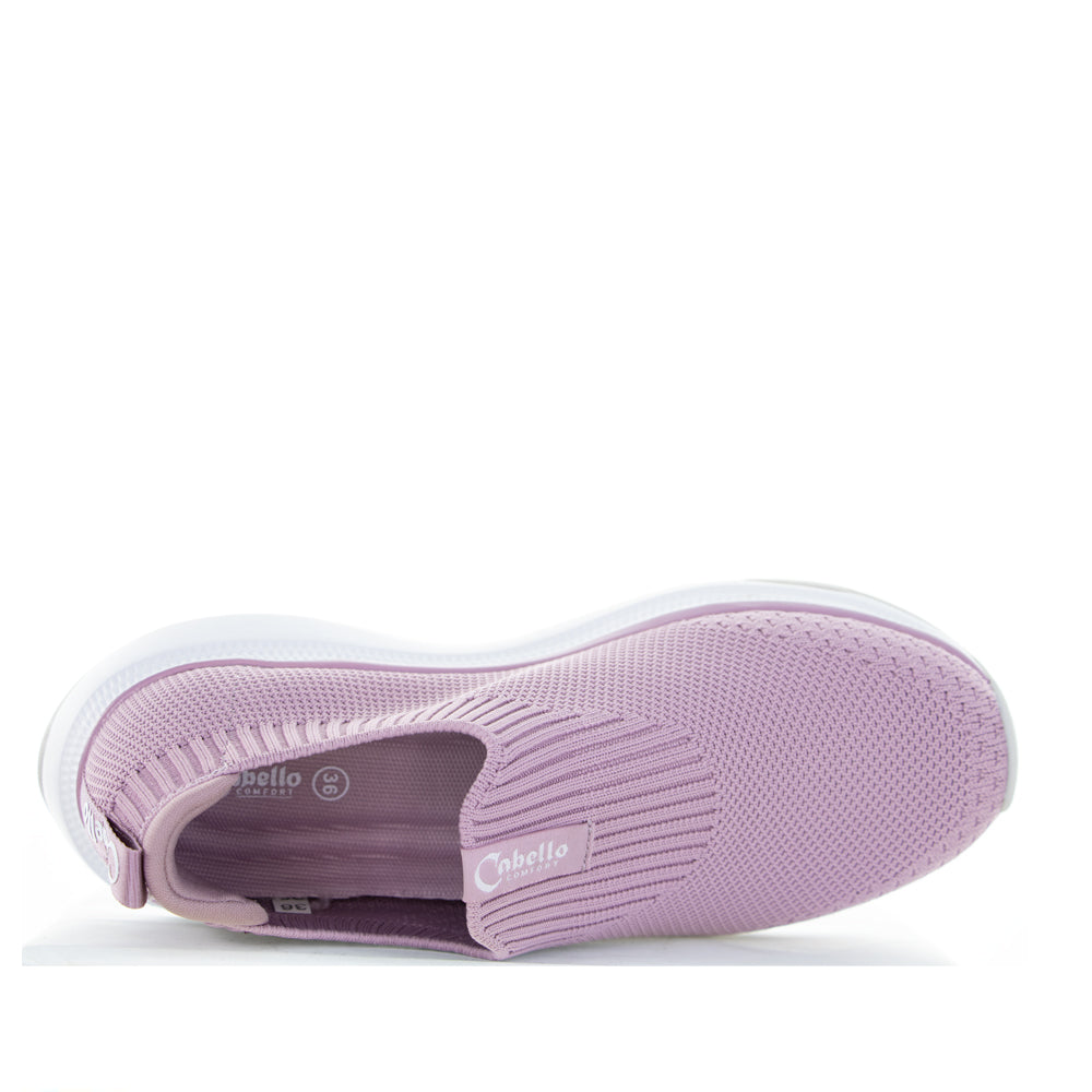Cabello Stride Misty sneakers with white and pastel blue design, featuring cushioned soles and stylish laces.