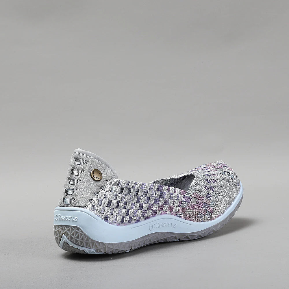 CC Resorts Sugar Silver Shimmer flats featuring a sleek, silver shimmer design with comfortable flat sole.