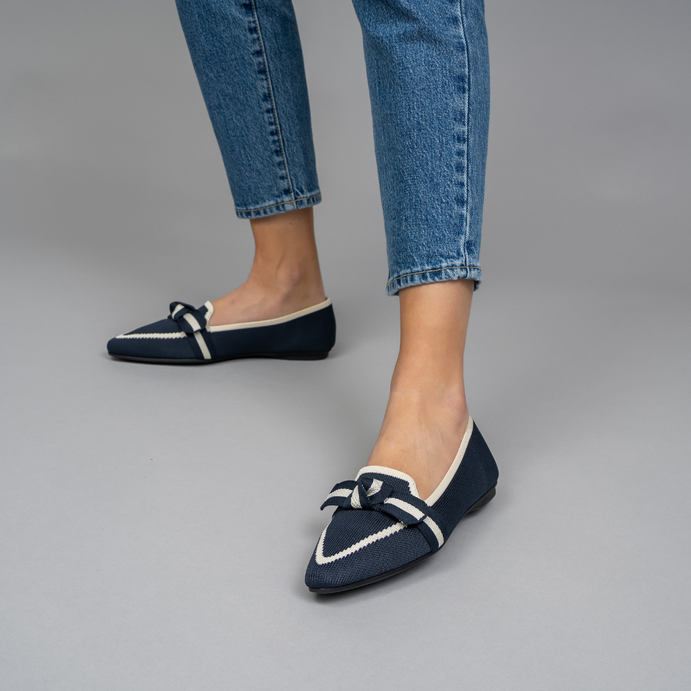 LE SANSA OLA NAVY CREAM Women Loafers - Zeke Collection NZ