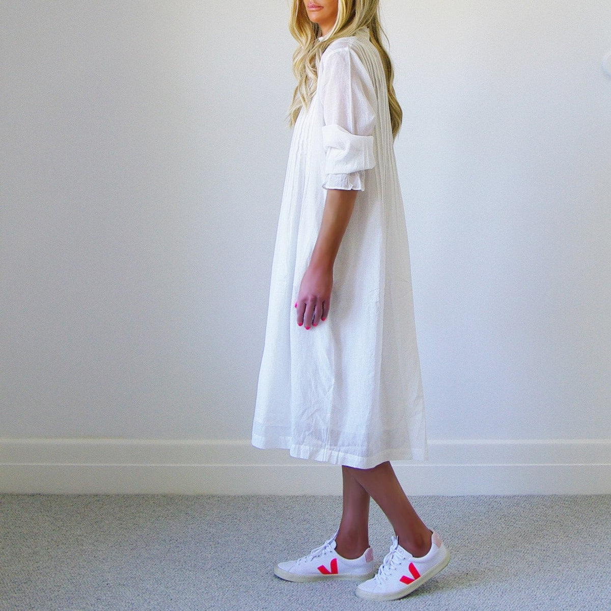 Who's Charlie Morgan French Vanilla dress, stylish jumpsuit with a sleek fit and elegant design, perfect for casual or dressy occasions.