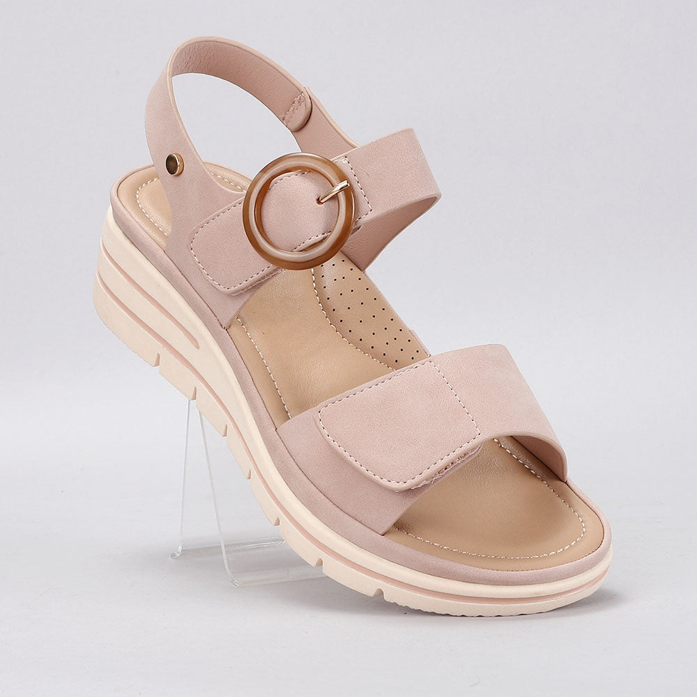 CC Resorts Yarra Blush sandals with open toes and ankle straps, featuring a soft blush pink color and stylish design.