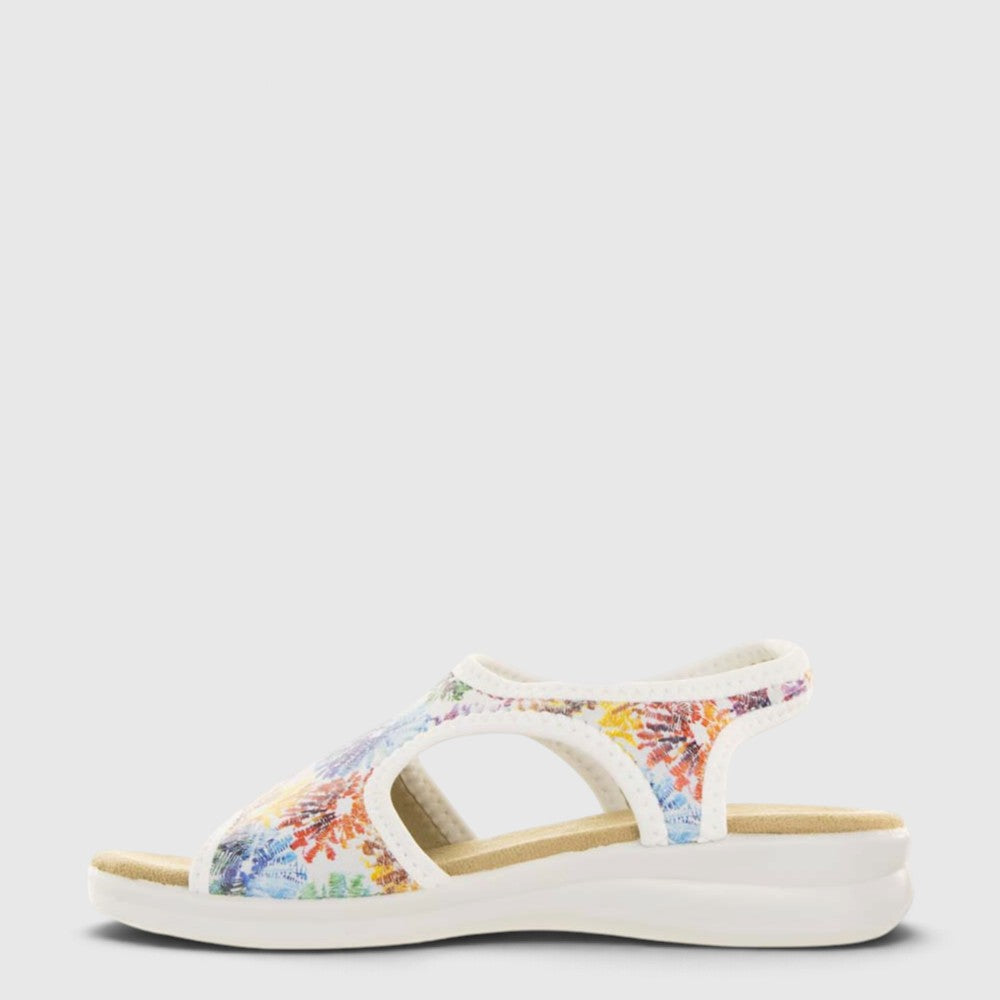 Euroflex Tuscany white floral sandals with an elegant patterned upper and comfortable open-toe design
