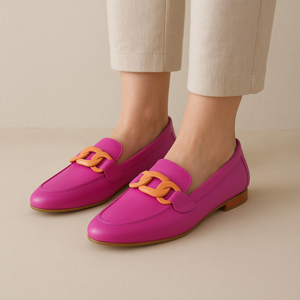 NAKED ARCHES JAP FUCHSIA ORANGE Women Loafers - Zeke Collection NZ