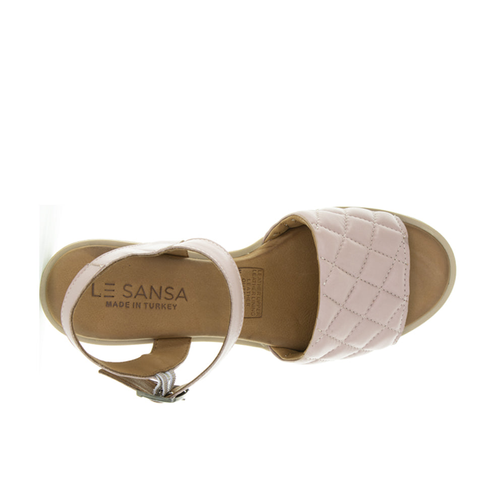 Le Sansa Lincoln Skin sandals in a natural textured finish, side view