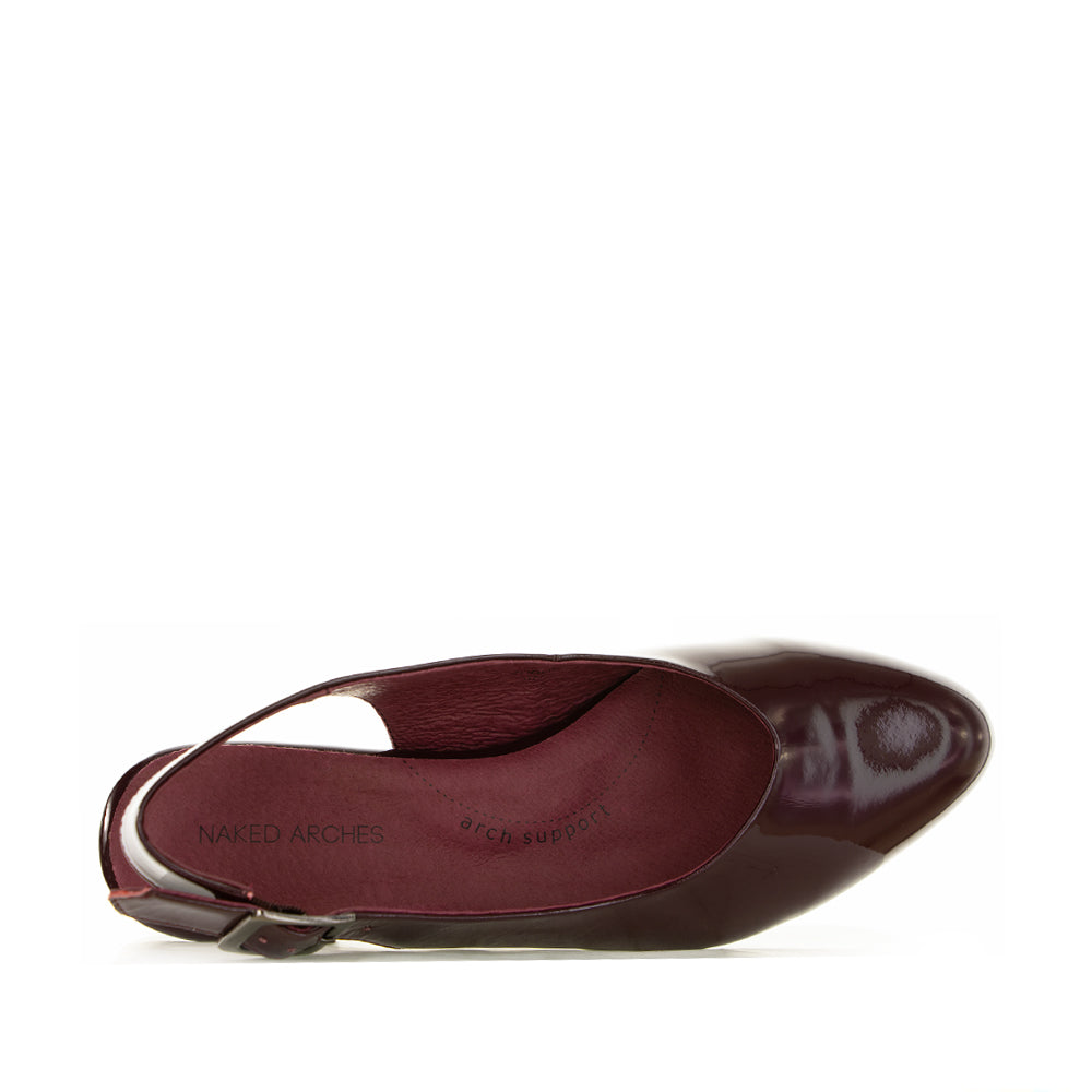 Naked Arches Zodiac Merlot sandals featuring a stylish design with zodiac-inspired details and comfortable flat soles.
