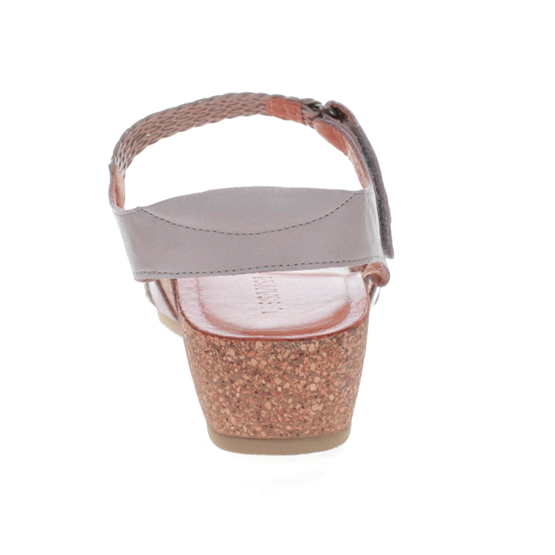 Le Sansa Alexa Stone sandals featuring tan leather straps and a comfortable flat sole, stylish and perfect for casual wear.
