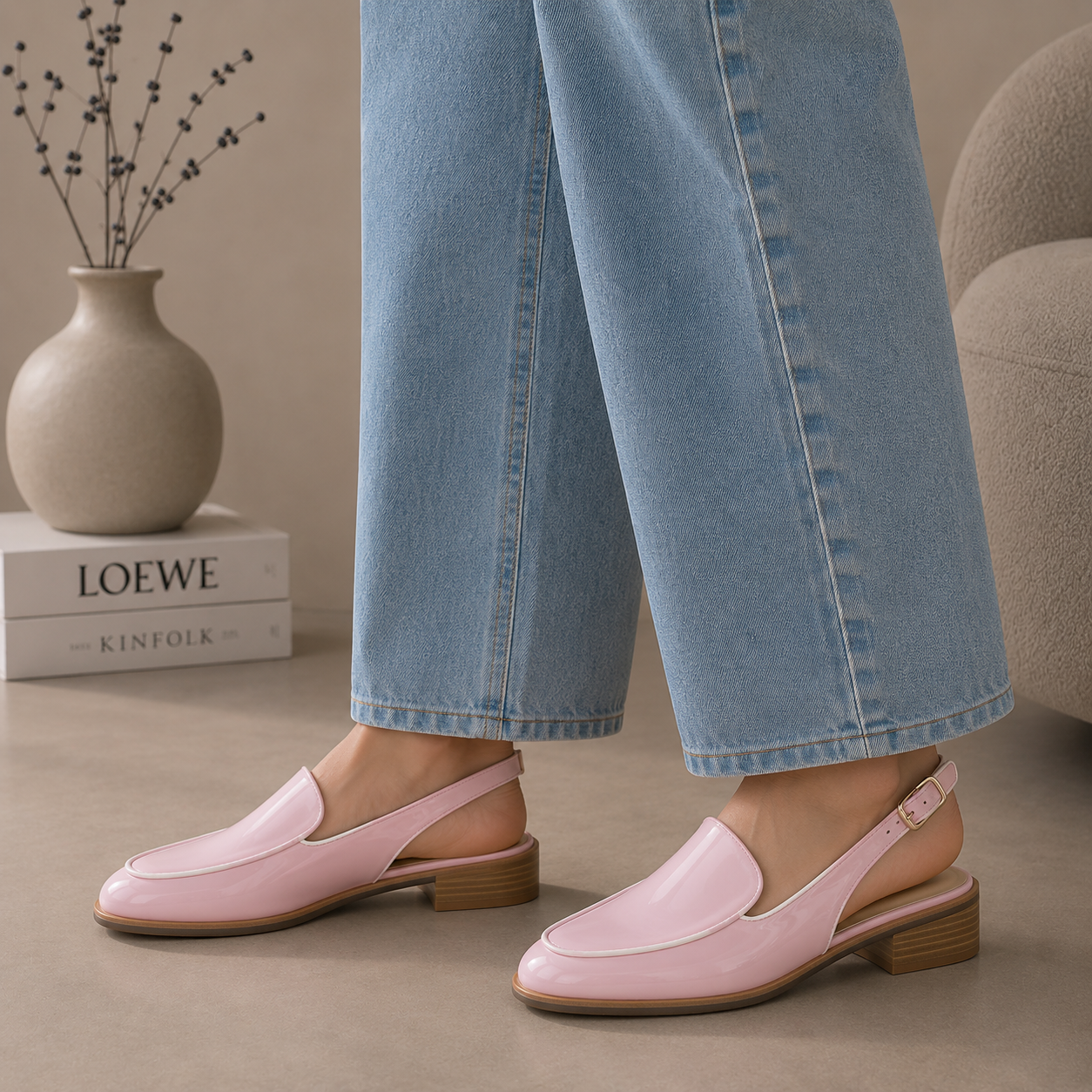 Pink patent LE SANSA DANTER sandals with open toes and ankle straps, stylish footwear for casual or dressy occasions.