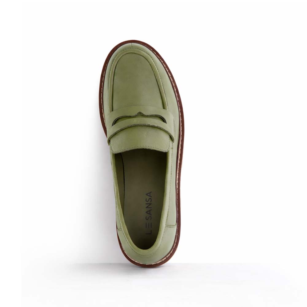 Le Sansa Zoey DK Olive casual shoes with sleek design and olive green color, perfect for everyday wear.