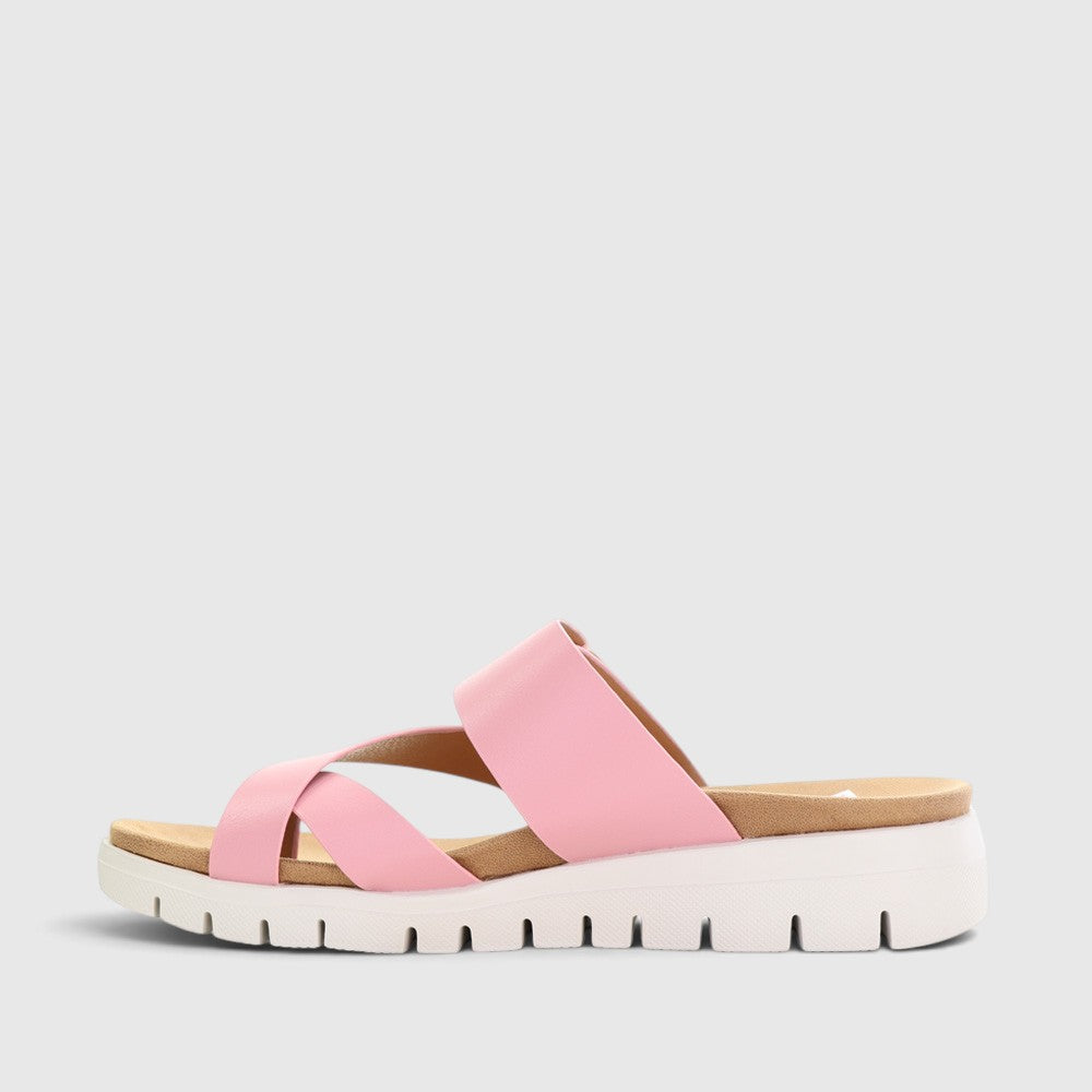 CC Resorts Domino baby pink slip-on shoes for girls with a casual, comfortable design and soft fabric material.