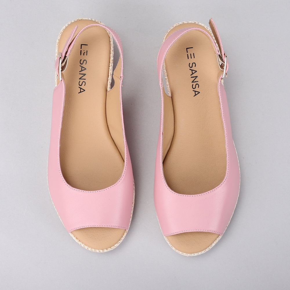 Le Sansa Petunia baby pink sandals with open toe design and adjustable strap for comfortable fit.