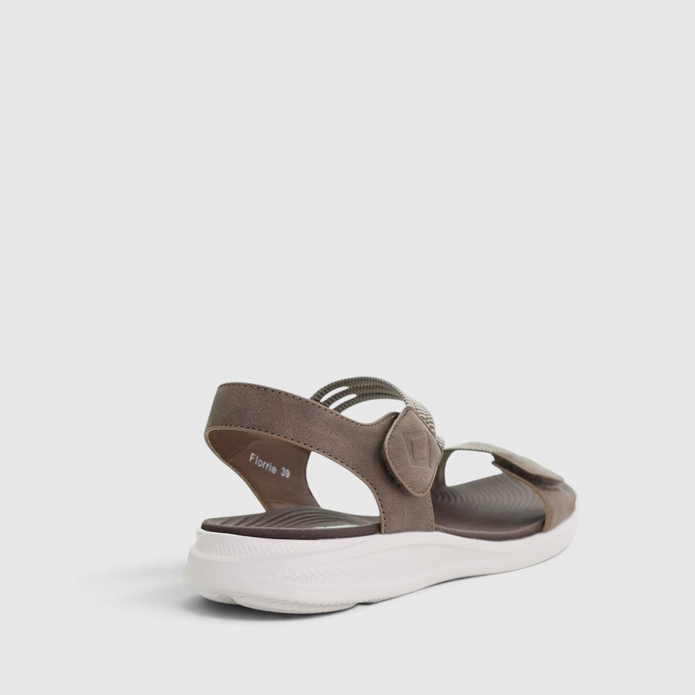 CC Resorts Florrie Chocolate sandals with strappy design and block heel, showcasing stylish footwear for warm-weather wear.
