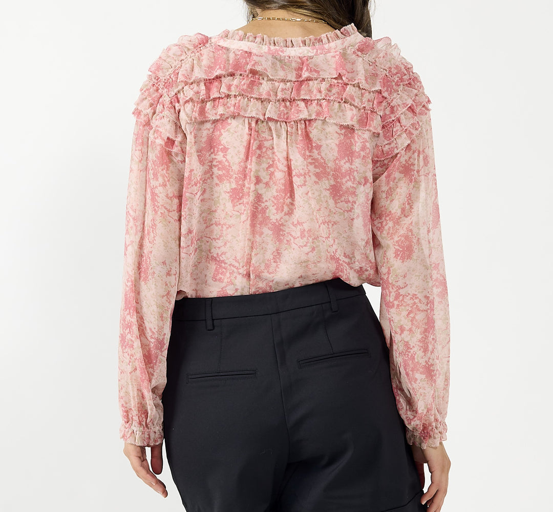 DRAMA THE LABEL THE HONOR BLOUSE PINK MARBLE Women Tops, Blouses, Cami's & Tee's - Zeke Collection NZ