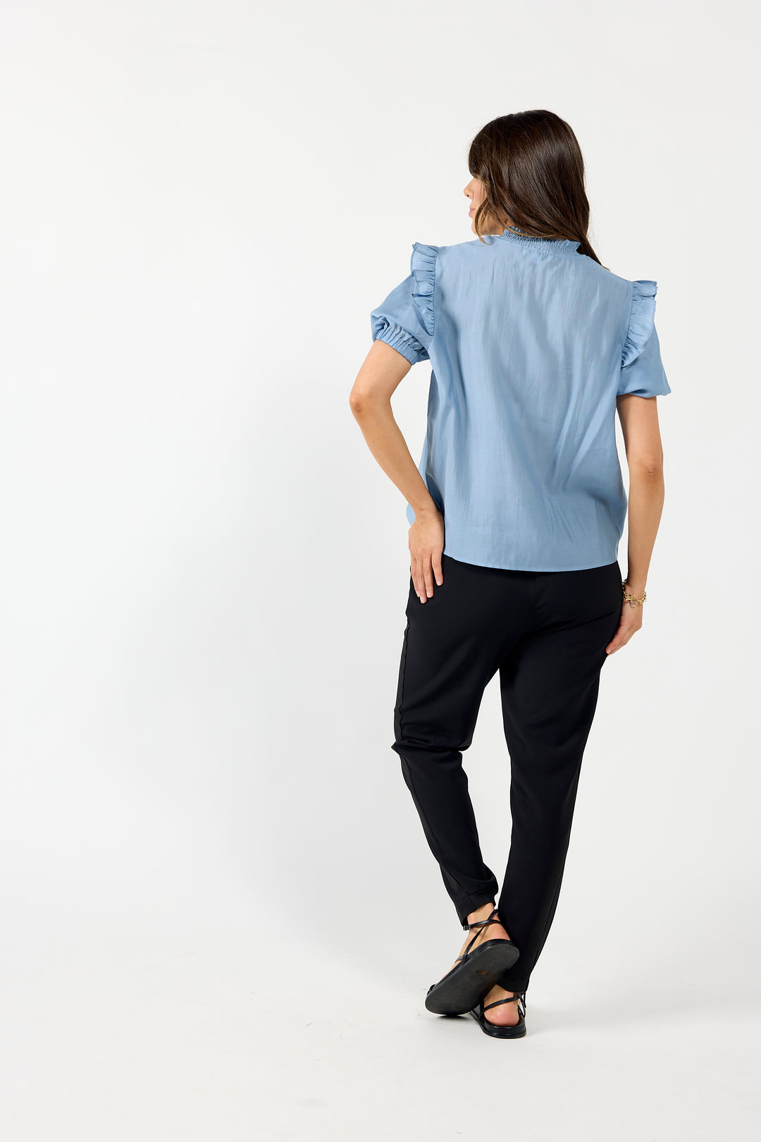 Black Calm Pant by Drama The Label, stylish and comfortable trousers shown in a sleek black fabric.