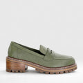 LE SANSA Zoey DK Olive casuals with a relaxed fit, featuring olive green fabric and subtle detailing.