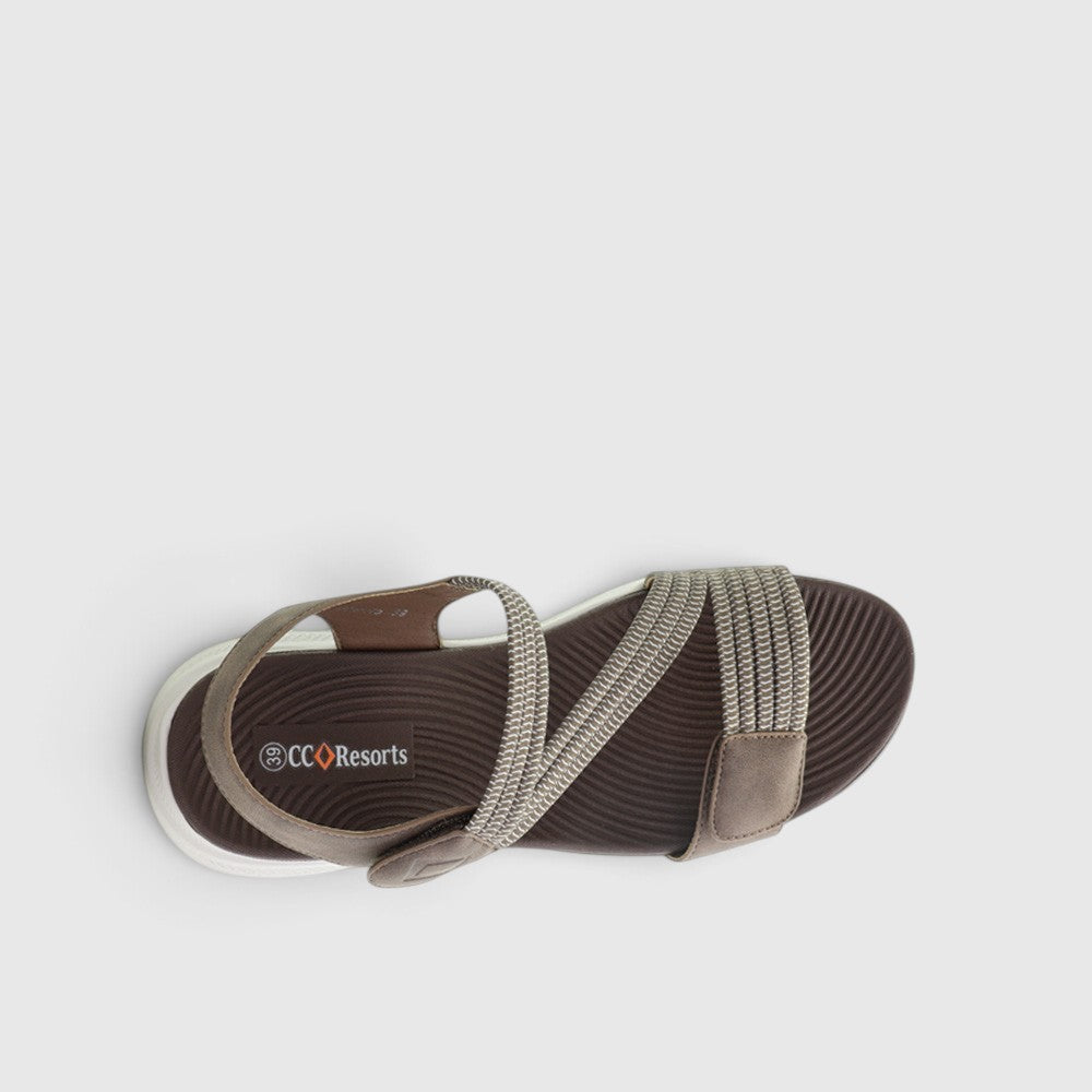 CC Resorts Florrie Chocolate sandals featuring a stylish design with comfortable straps and a chic chocolate color.