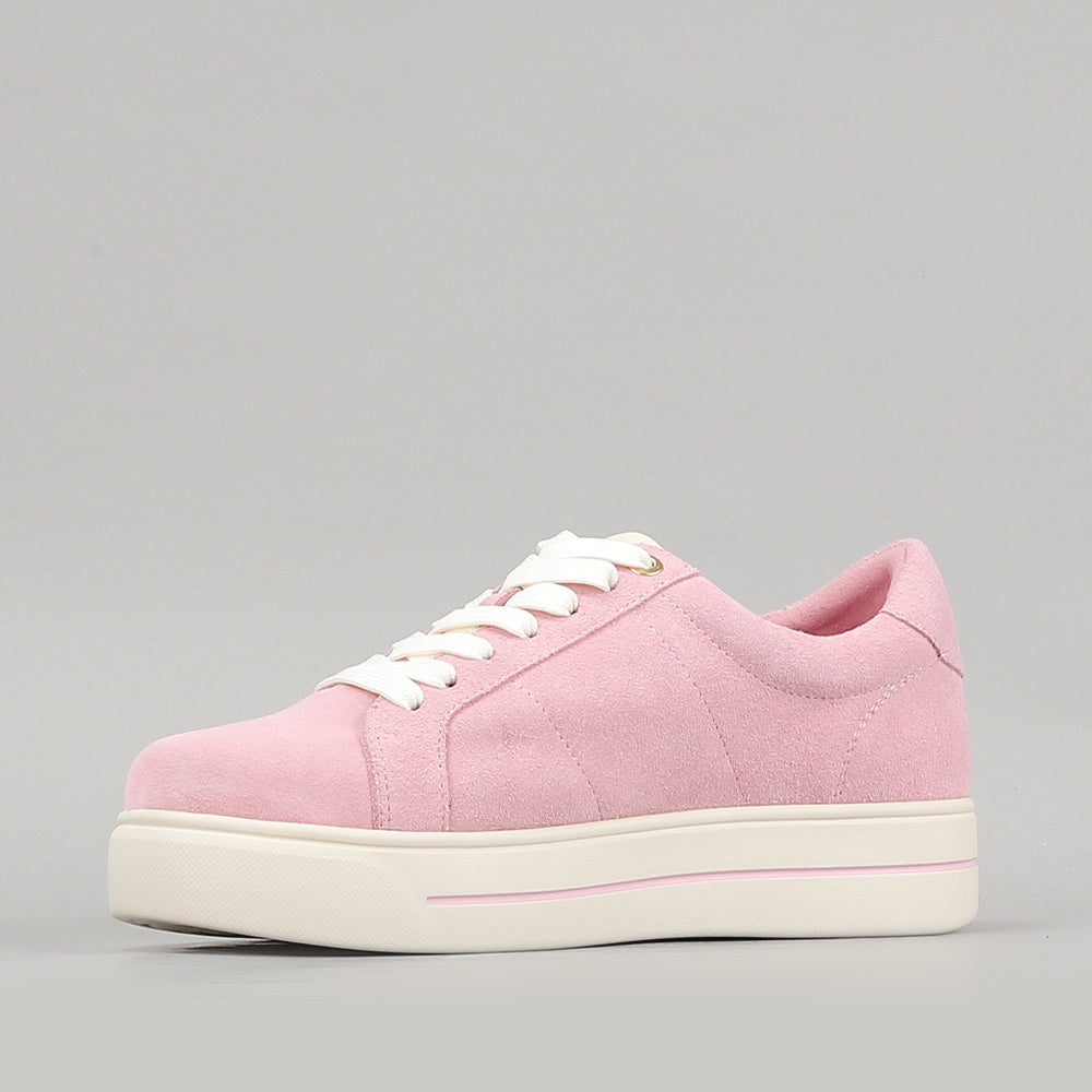 Naked Arches Azealia baby pink sneakers with white soles and laces, stylish casual footwear for kids.