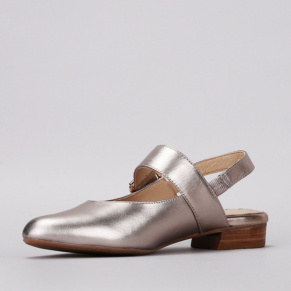 Naked Arches Yoko Champagne sandals with metallic straps and open toe design, stylish footwear for warm weather.