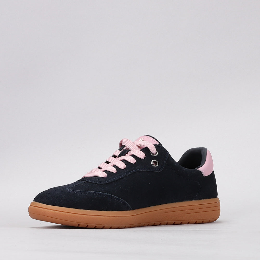 Le Sansa Juno sneakers in navy and baby pink with stylish design and comfortable fit, perfect for casual wear.