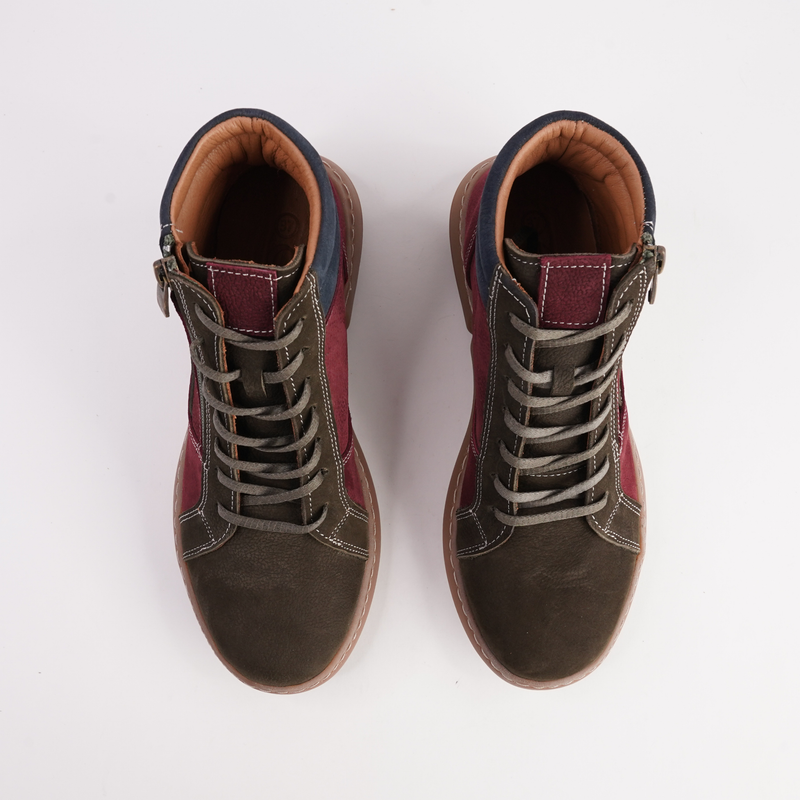 CABELLO Willora Khaki Multi Nuback boots with stylish design and multi-tone detailing, featuring a comfortable ankle-height silhouette.