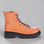 LE SANSA Lesansa Radiant Orange boots with ankle-high design and stylish laces, showcasing vibrant orange color and sleek silhouette.