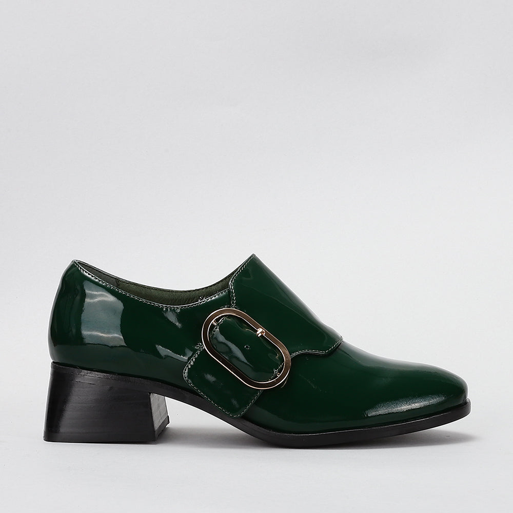 Le Sansa Green Rice Bottle loafers with slip-on design and sleek green leather upper, stylish and comfortable footwear.
