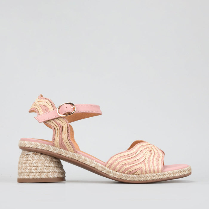 Le Sansa Alys baby pink and beige sandals with soft straps and a cushioned sole for comfortable wear.