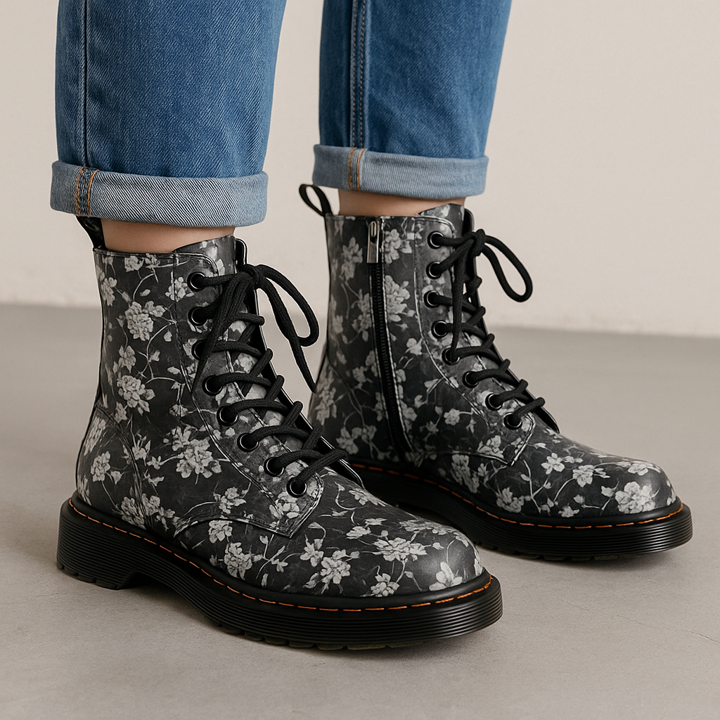 LE SANSA DEPTH BLACK FLORAL Women Boots - Zeke Collection NZ