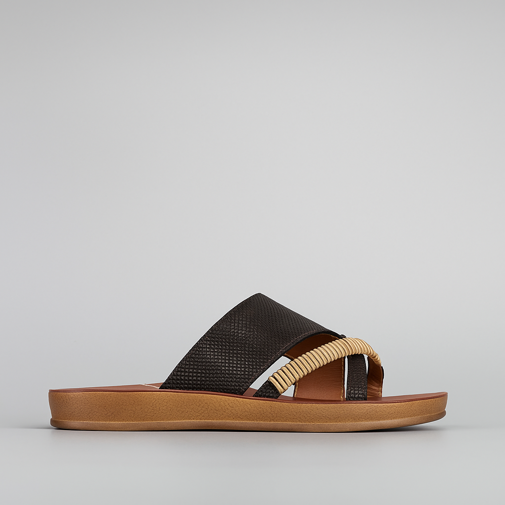 LOS CABOS Bride black raffia slip-on sandals with stylish design, perfect for wedding or casual summer wear.