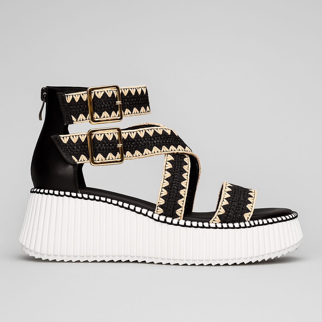 MINX PLAZA WOVEN BLACK RAFFIA