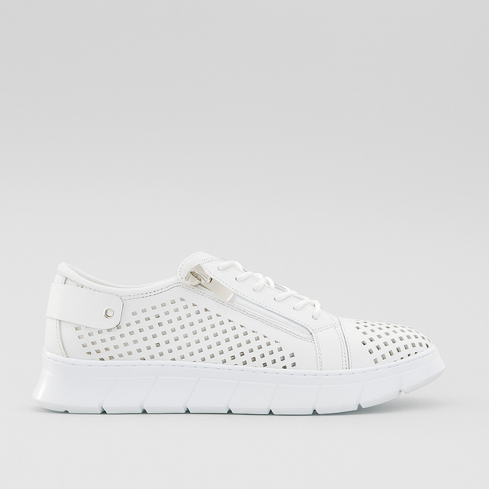 White CABELLO EG172 sneakers with perforated design, stylish casual footwear for everyday wear.