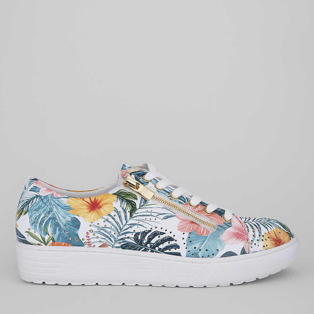 Cabello EG11 Iris floral sneakers with colorful design and lace-up style, showcasing vibrant patterns and trendy footwear details.