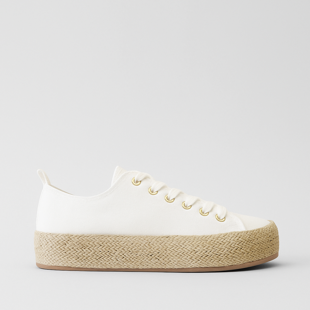 LOS CABOS Candice white sneakers with espadrille-inspired design and casual style, shown on a clean background.