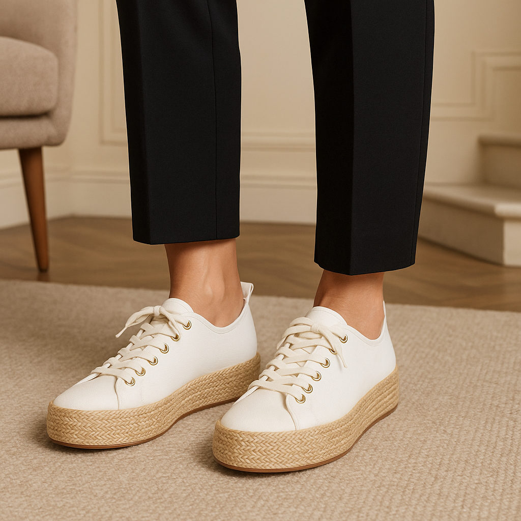 LOS CABOS Candice white sneakers with stylish design, featuring clean white leather and trendy laces for casual wear.