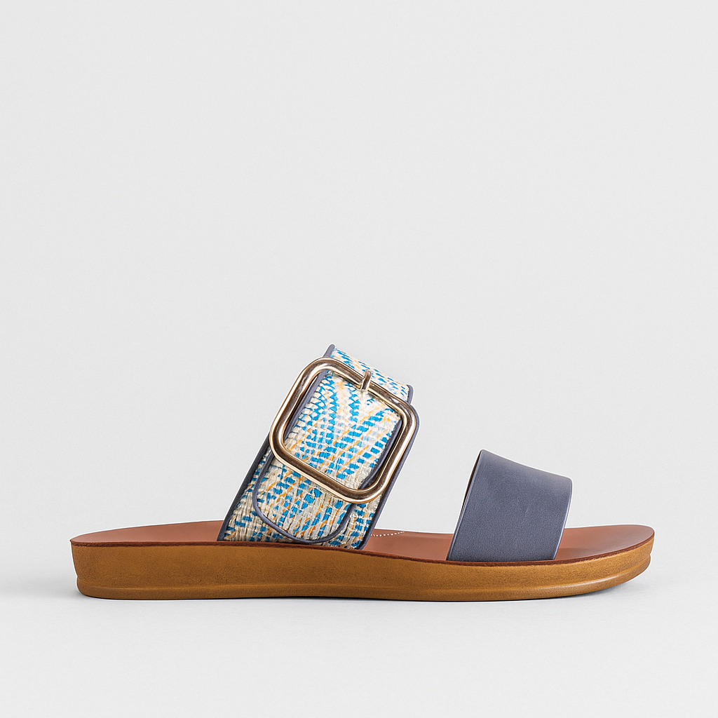 LOS CABOS DOTI NAVY MULTI Women Flats - Zeke Collection NZ
